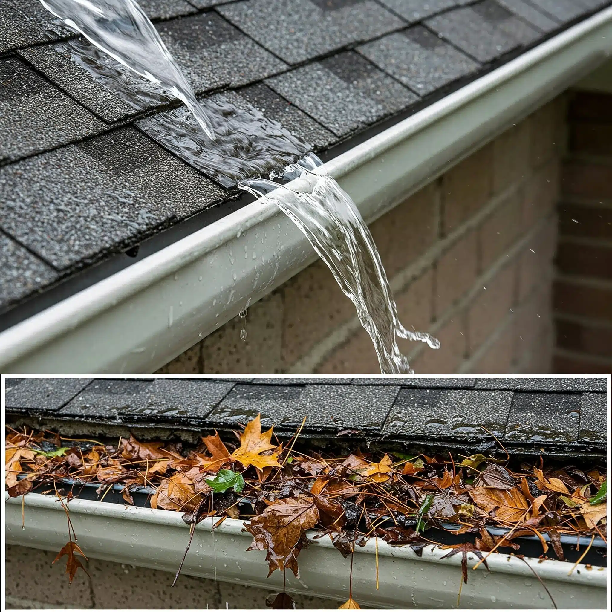 Clean gutters prevent roof damage and water buildup.