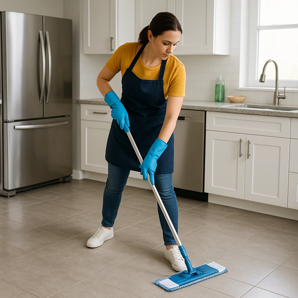Efficient-Kitchen-Cleaning-Using-the-Rule-in-Housekeeping.webp Person mopping kitchen floor efficiently following the 80/20 rule in housekeepingPerson mopping kitchen floor efficiently following the 80/20 rule in housekeeping