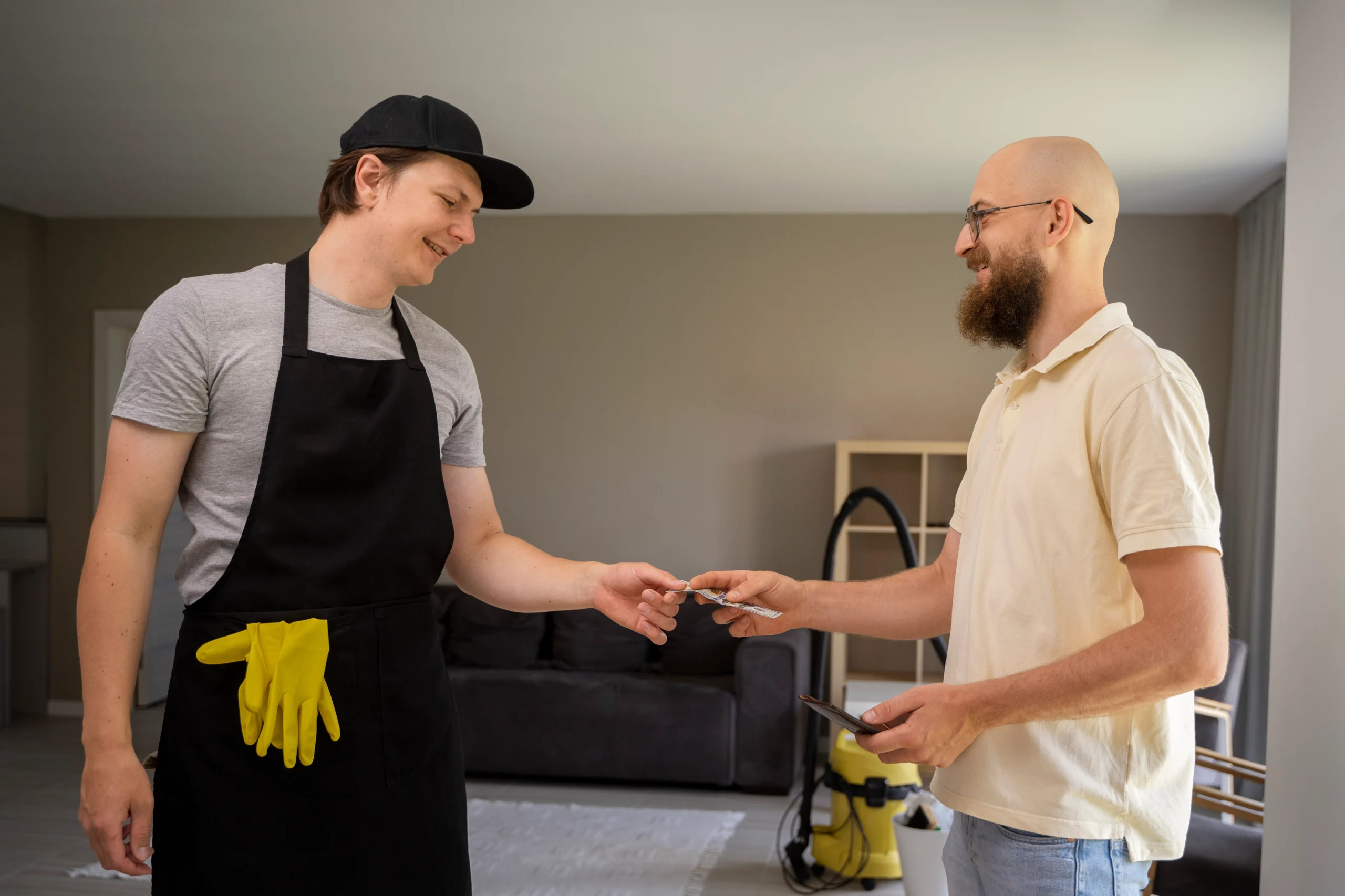 maid housekeeping gift. Professional house cleaning service being gifted with a simple appreciation