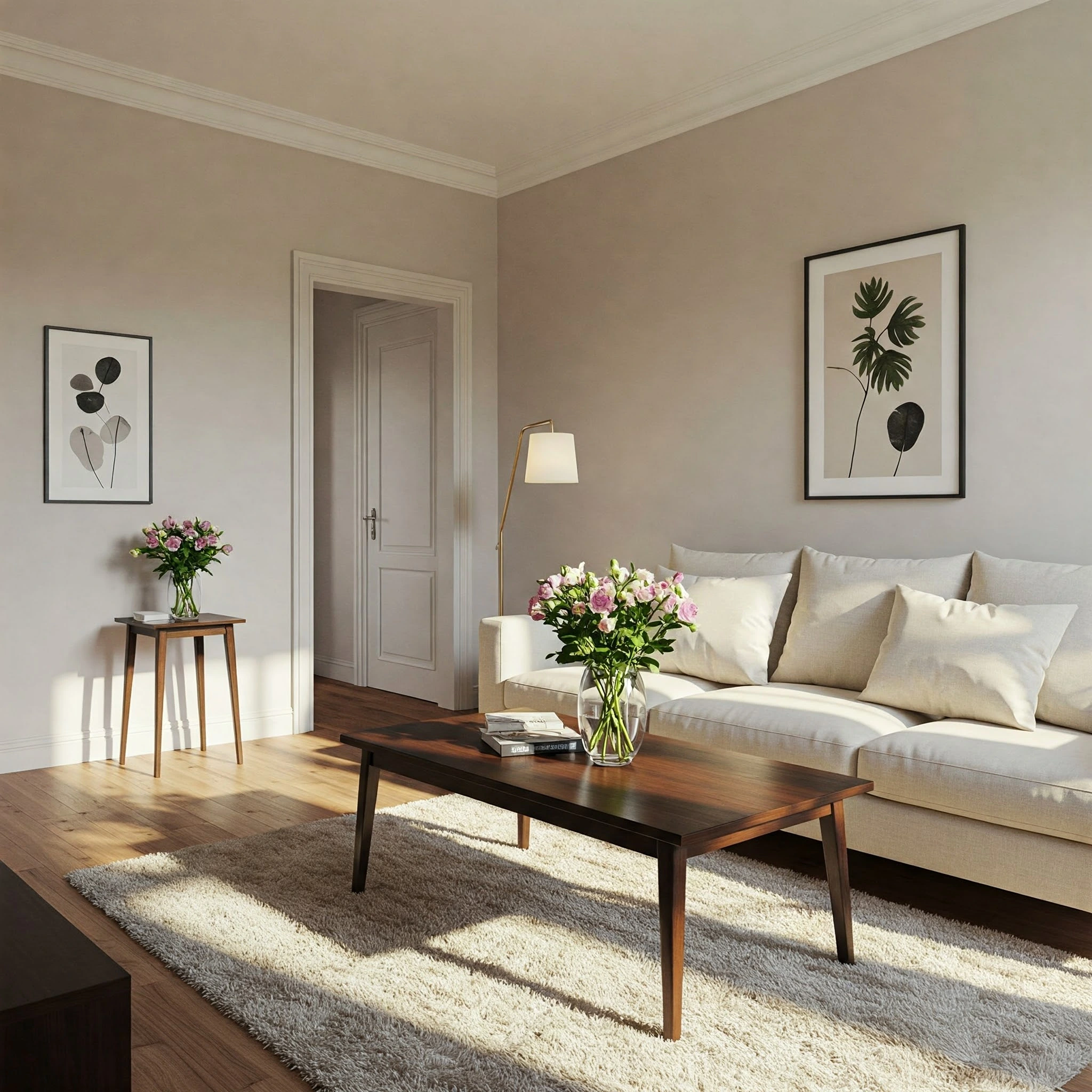 Clean and inviting Airbnb living room showcasing excellent housekeeping.