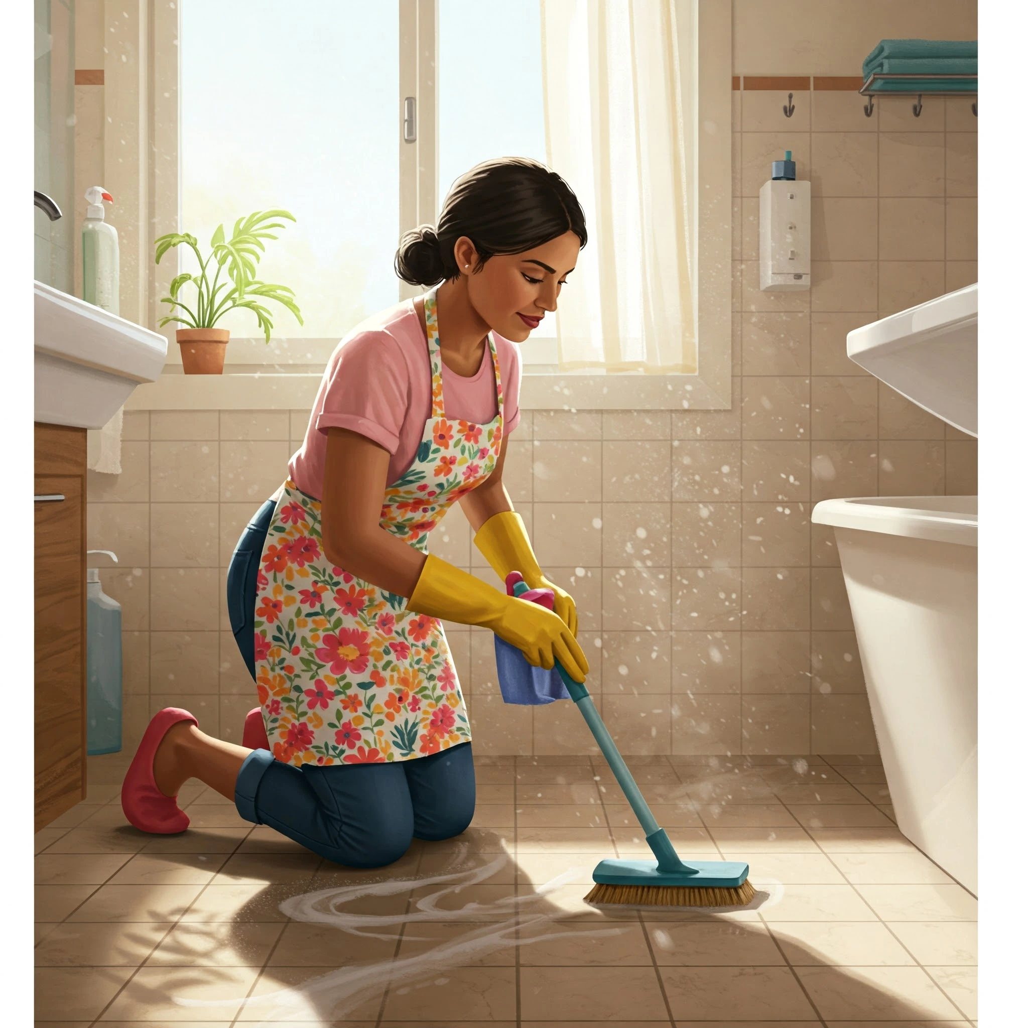 Deep cleaning being performed in a home.