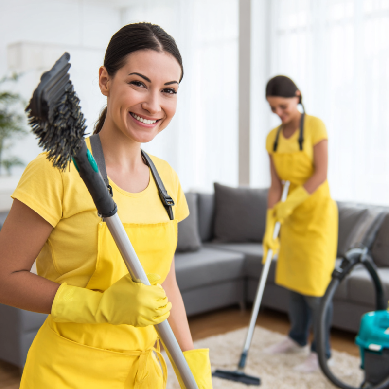 Professional maid service cleaning home for the first time