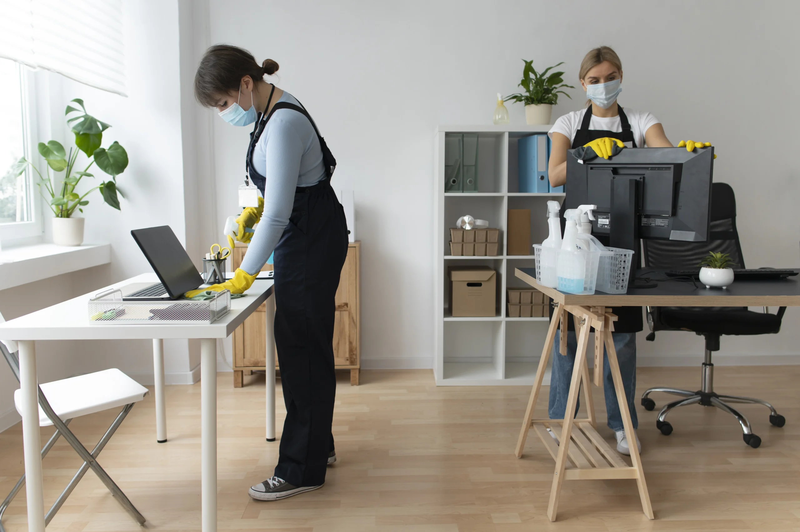 Affordable maid service cleaning a home office