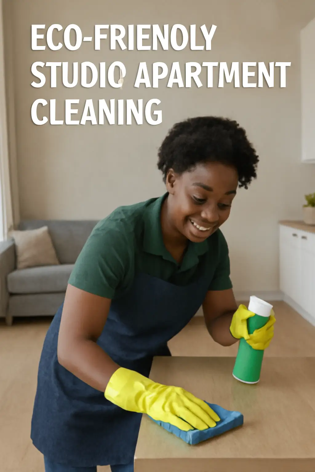 Eco-friendly cleaning products for a spotless studio apartment