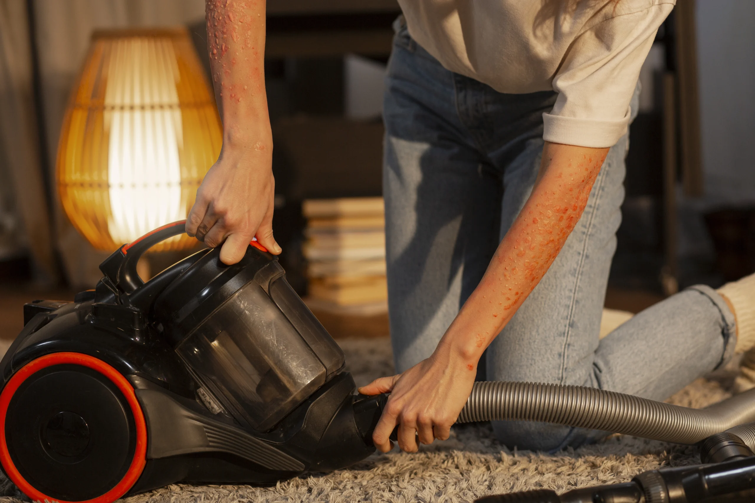 Professional-Apartment-Carpet-Cleaning A professional cleaner operates a large carpet cleaning machine on the carpet.