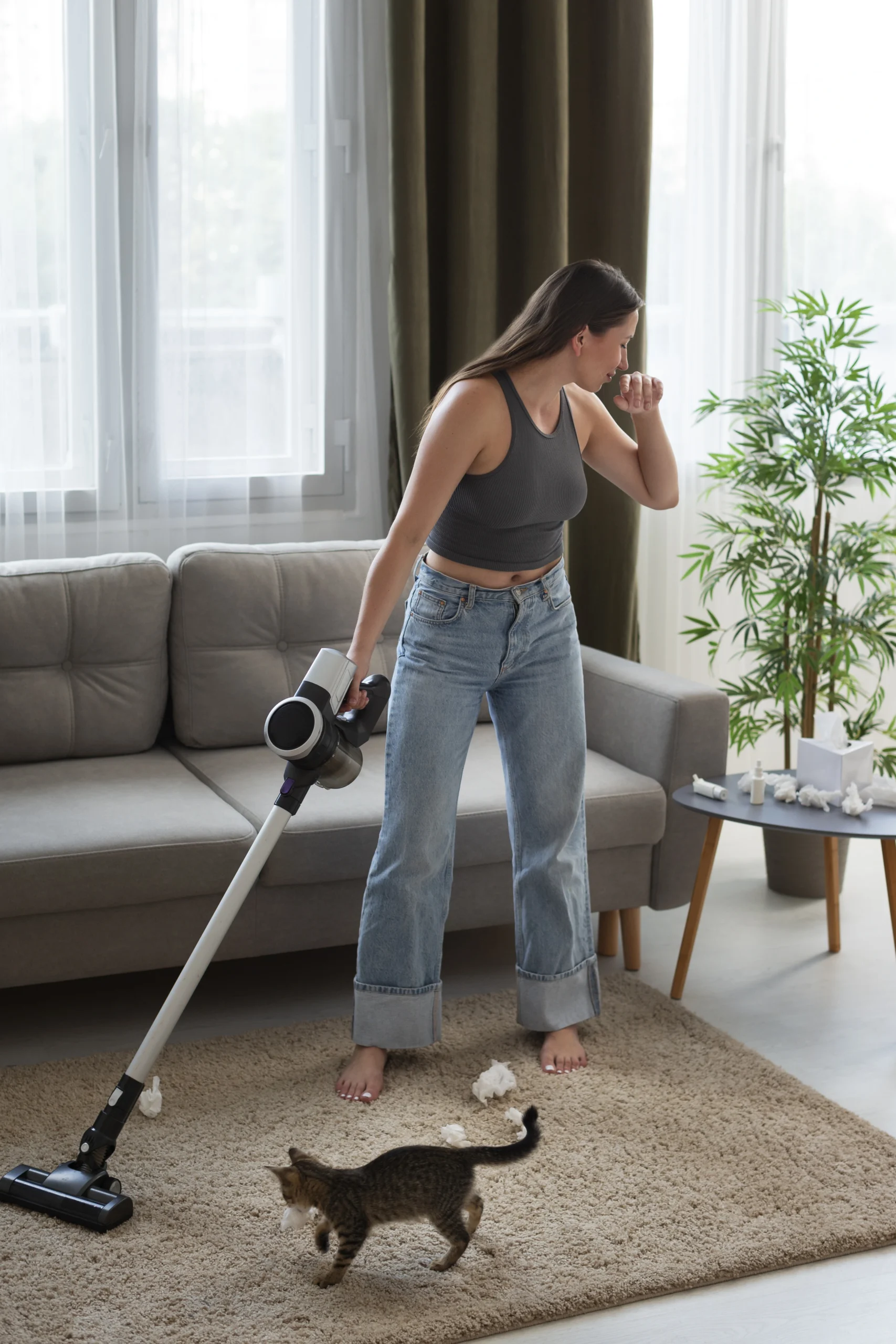 Professional apartment cleaning service removing pet odors