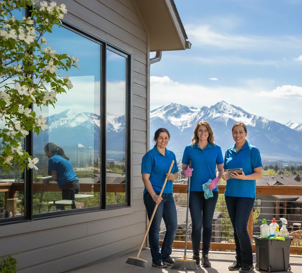 Colorado House Cleaning Services by CR Maids (1) CR Maids professional cleaner vacuuming a Colorado family home