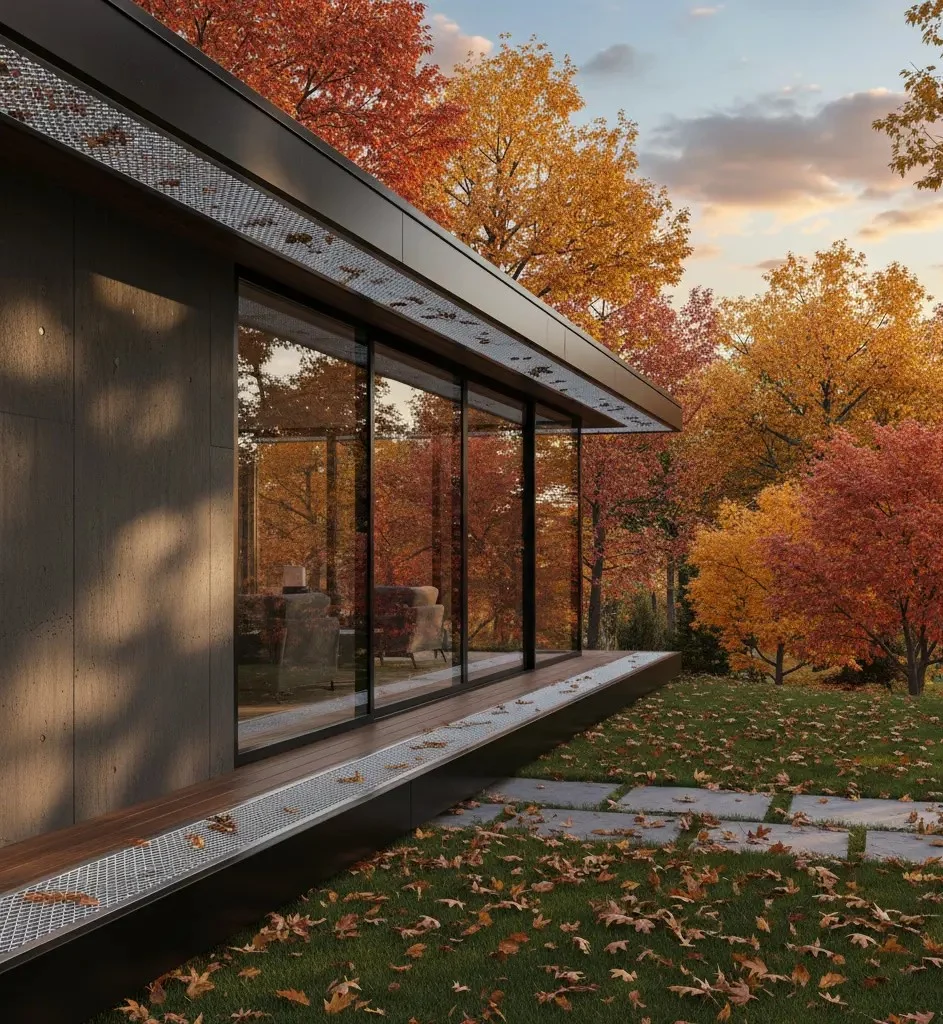 House with gutter guard installation protecting gutter from leaves